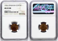 Lithuania 1 Centas 1936 NGC MS 65 RB