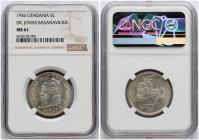 Lithuania 5 Litai 1936 Basanavicius NGC MS 61