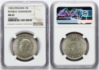 Lithuania 10 Litu 1938 Smetona NGC MS 62
