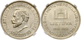 Lithuania 10 Litu 1938 Smetona NGC MS 61