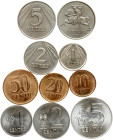 Lithuania 1 Centas - 5 Litai 1991 SET Lot of 9 Coins