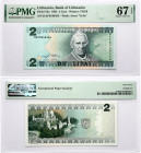 Lithuania 2 Litai 1993 Valančius PMG 67 Superb Gem Unc EPQ