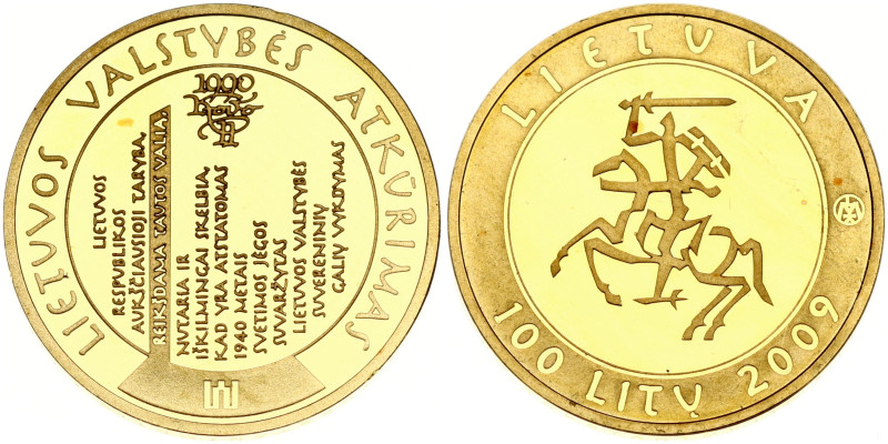 Lithuania. 100 Litu 2009, Millennium of the first mention of the name 'Lithuania...