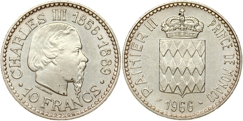 Monaco. Rainier III (1949-2005). 10 Francs 1966, 110th Anniversary of the Access...