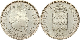 Monaco 10 Francs 1966 Accession of Prince Charles III