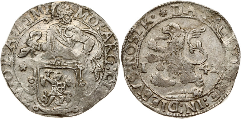 Netherlands ZWOLLE 1 Lion Daalder 1642 Obverse: Armored knight looking right abo...