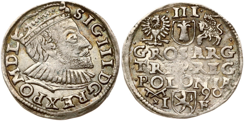 Poland. Zygmunt III Waza (1587–1632). Trojak 1590 IF, Poznan. Silver 2.25 g. Ige...