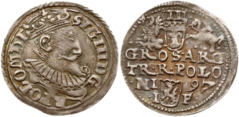 Poland. Zygmunt III Waza (1587–1632). Trojak 1597, Olkusz. Silver 2.28 g. Iger O...