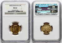 Romania 20 Lei 1883 B NGC MS 62