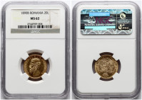 Romania 20 Lei 1890 B NGC MS 62