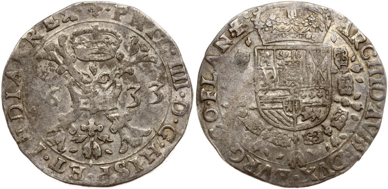Spanish Netherlands, Flanders. Philip IV (1621-1665). Patagon 1633. Silver 27.35...