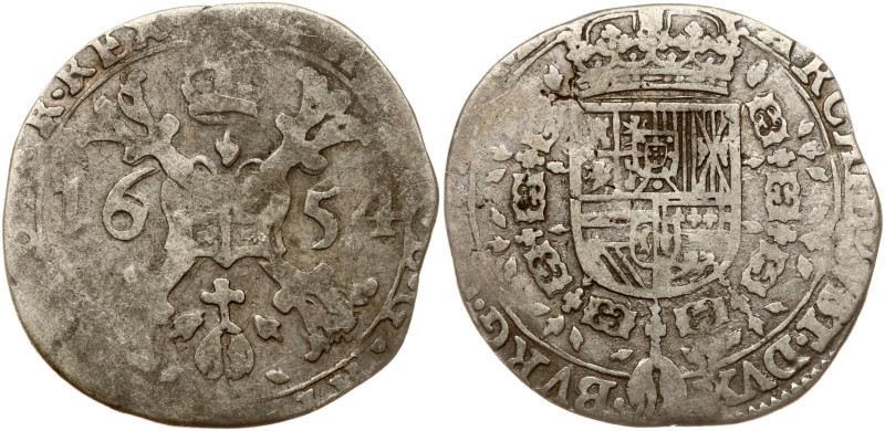 Spanish Netherlands, Flanders?. Philip IV (1621-1665). 1/4 Patagon 1654. Silver ...