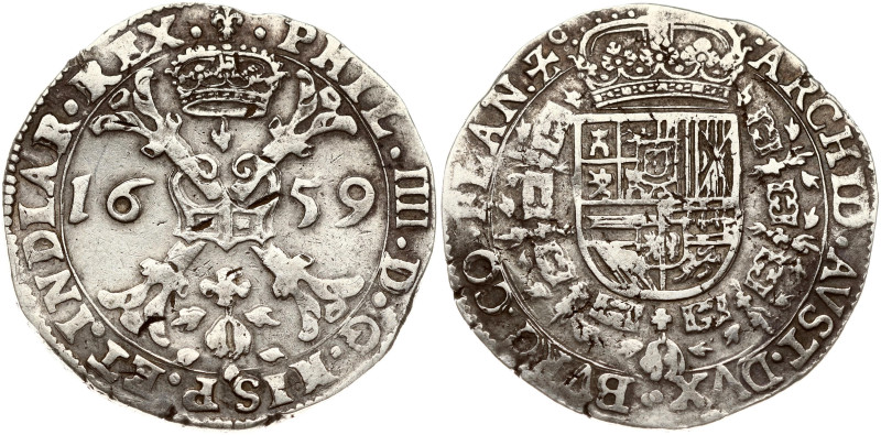 Spanish Netherlands, Flanders. Philip IV (1621-1665). Patagon 1659. Silver 27.81...