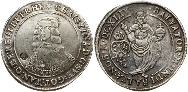Sweden. Christina (1632-1654). Riksdaler 1644, with countermark. Silver 27.94 g....