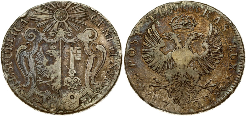 Switzerland, Geneva. Taler 1722. Silver 26.69 g. Dav. 1767, KM-66. Patina.