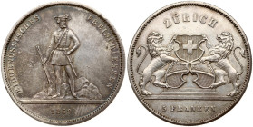 Switzerland 5 Francs 1859 Zürich Shooting Festival