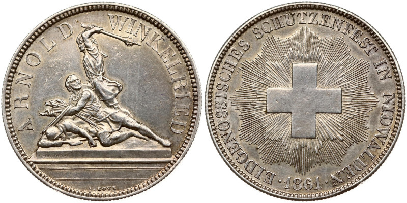 Switzerland. 5 Francs 1861, Nidwalden Shooting Festival. Silver 24.93 g. Mintage...