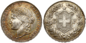 Switzerland 5 Francs 1890 B Head of Helvetia