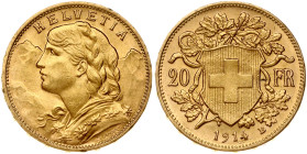 Switzerland 20 Francs 1914 B Vreneli