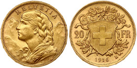 Switzerland 20 Francs 1916 B Vreneli