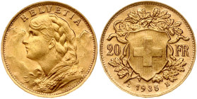 Switzerland 20 Francs 1935 LB Vreneli