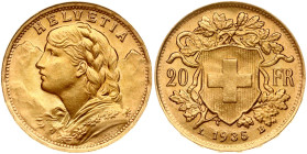 Switzerland 20 Francs 1935 LB Vreneli