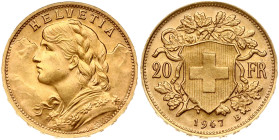 Switzerland 20 Francs 1947 B Vreneli
