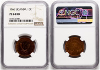 Uganda 10 Cents 1966 NGC PF 64 RB TOP POP