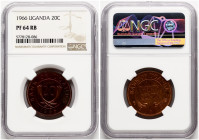 Uganda 20 Cents 1966 NGC PF 64 RB TOP POP