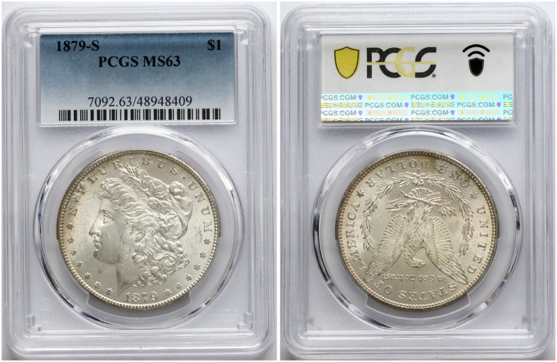 USA. Morgan Dollar 1879 S, San Francisco. Silver KM 110. PCGS MS 63.