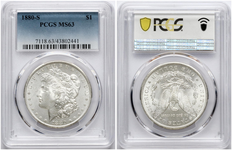 USA. Morgan Dollar 1880 S, San Francisco. Silver. KM 110. PCGS MS 63.