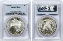 USA 1 Dollar 1881 S 'Morgan Dollar' PCGS MS 63