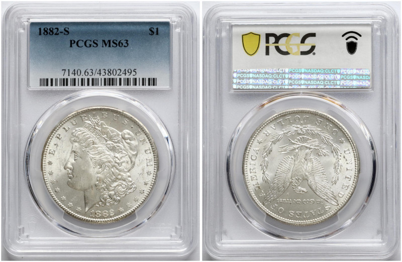 USA. Morgan Dollar 1882 S, San Francisco. Silver KM 110. PCGS MS 63.