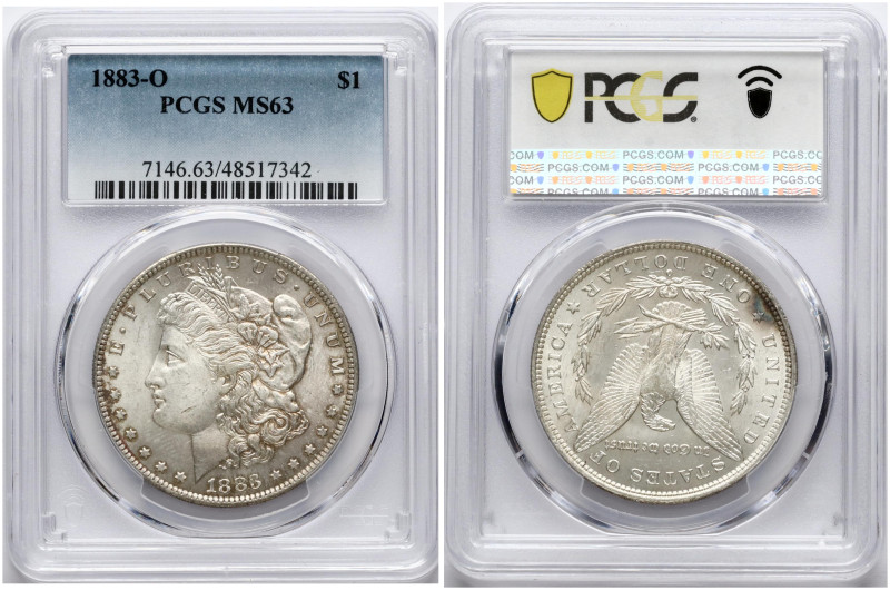 USA. Morgan Dollar 1883 O, New Orleans. Silver. KM 110. PCGS MS 63.