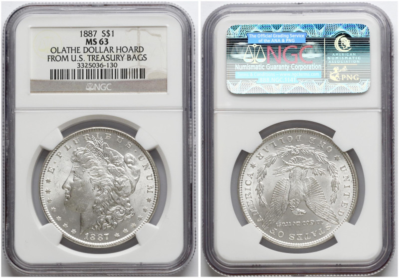 USA. Morgan Dollar 1887, Philadelphia. Silver. KM 110. NGC MS 63.