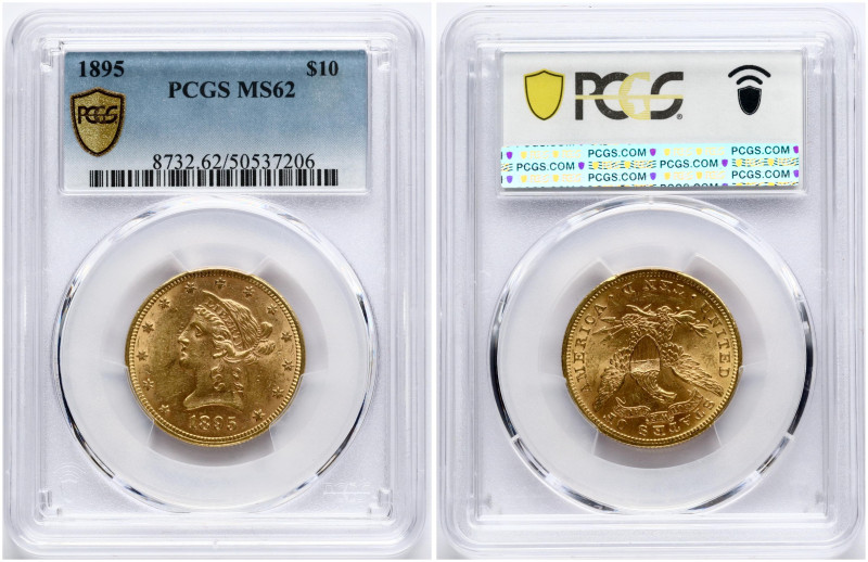 USA. 10 Dollars 1895, Philadelphia. Coronet Head - With motto. Gold. KM 102. PCG...