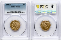 USA 5 Dollars 1909 D PCGS MS 62
