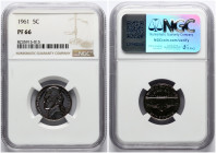 USA 5 Cents 1961 'Jefferson Nickel' NGC PF 66