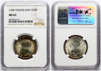 Yugoslavia 20 Dinara 1938 NGC MS 63