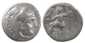 Greek Coins
KINGS OF MACEDON. Alexander III ‘the Great’, 336-323 BC. AR Drachm 3.95 g. Head of Herakles to right, wearing lion skin headdress. Rev. AΛ...