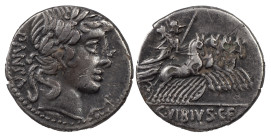 The Roman Republic
 C. Vibius C.f. Pansa, 90 BC. AR Denarius 3.01 g. Rome. PANSA Laureate head of Apollo to right; below chin, uncertain control. Rev....