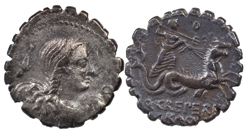 The Roman Republic
Q. Creperius M.f. Rocus, 69 BC. AR Denarius 3.59 g Draped bus...