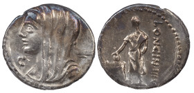 The Roman Republic
 L. Cassius Longinus, 60 BC. AR Denarius 3.57 g. Rome. Veiled and draped bust of Vesta to left; behind, two-handled cup; below chin...