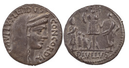 The Roman Republic
 L. Aemilius Lepidus Paullus, 62 BC. AR Denarius 3.82 g. Rome. PAVLLVS LEPIDVS CONCORDIA Veiled and diademed head of Concordia to r...