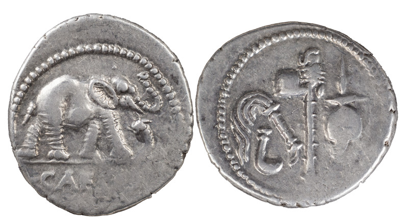 The Roman Republic
 Julius Caesar, 49-44 BC. AR Denarius 3.89 g. Military mint m...