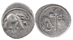 The Roman Republic
 Julius Caesar, 49-44 BC. AR Denarius 3.89 g. Military mint moving with Caesar in Gallia Narbonensis or Hispania Citerior, 49-48. C...