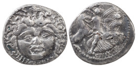 The Roman Republic
 L. Plautius Plancus, 47 BC. AR Denarius 2.51 g. Rome. L•PLAVTIVS Facing head of Medusa with coiled serpent on either side. Rev. PL...