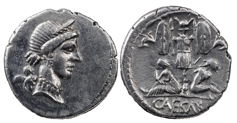 The Roman Republic
Julius Caesar, 49-44 BC. AR Denarius 3.65 g. Military mint m...