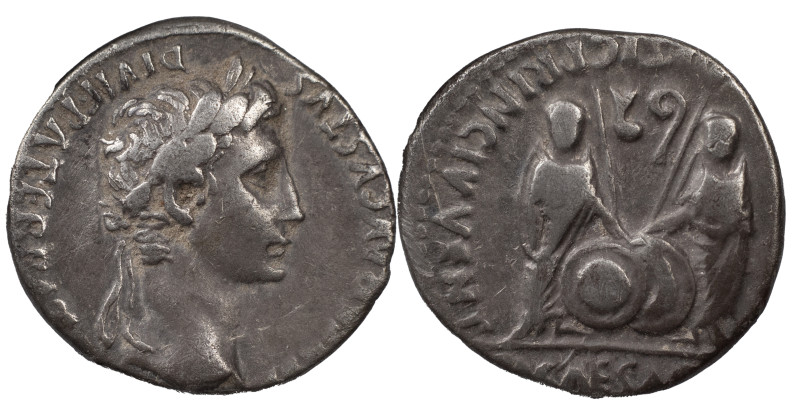 The Roman Empire
Augustus, 27 BC-AD 14. AR Denarius 3.76 g. Lugdunum, 2 BC-AD 4....