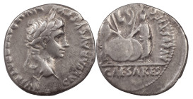 The Roman Empire
Augustus, 27 BC-AD 14. AR Denarius 3.79 g. Lugdunum, 2 BC-AD 4. CAESAR AVGVSTVS DIVI F PATER PATRIAE Laureate head of Augustus to rig...